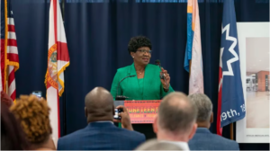 Commissioner Gwen Myers celebrated the Juneteenth holiday at the West Tampa Community Resource Center on Monday by making a big announcement. [ CHLOE TROFATTER | Times ]